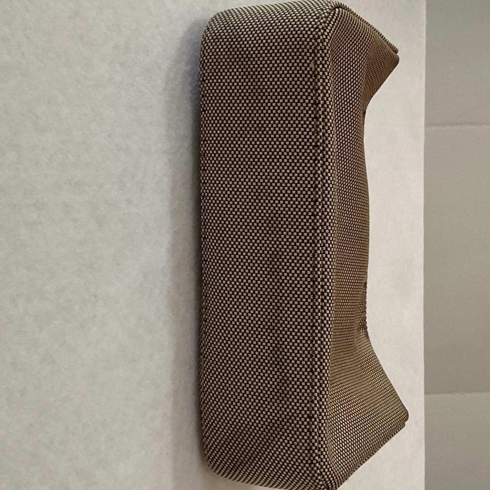 Salvatore Ferragamo Brown Textured Canvas Toiletry Pouch with Gold Accent